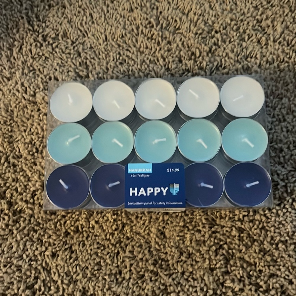 Blue and White Hanukkah Tea Candles